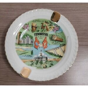 Vintage Tennessee Souvenir Ashtray Fairway Japan Porcelain State Landmarks 5"
